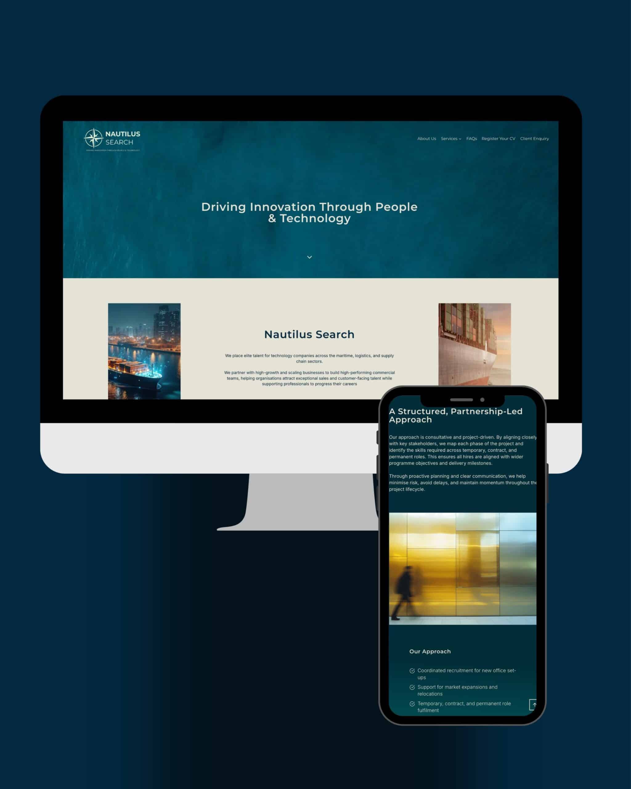 Nautilus Search Recruitment are a new team branching out into Marine Technology Recruitment and needed a website to reflect this.