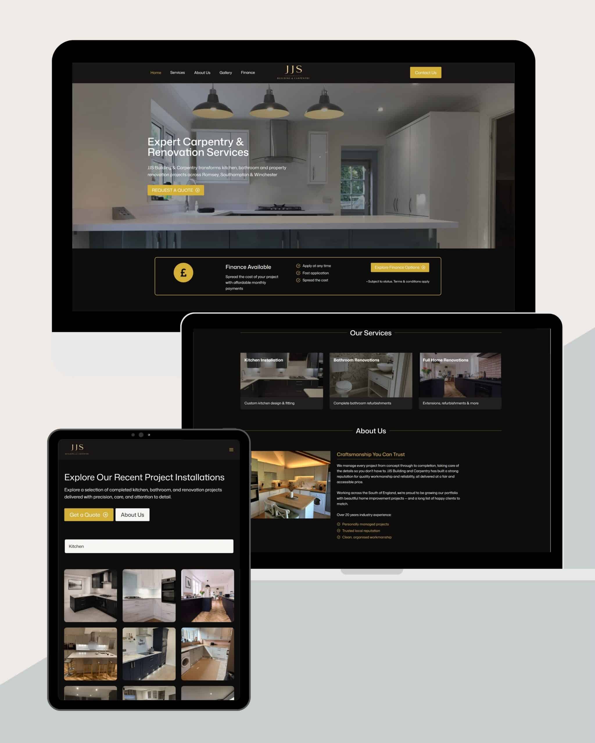 Home improvement Website designed and optimised for mobile and laptop.