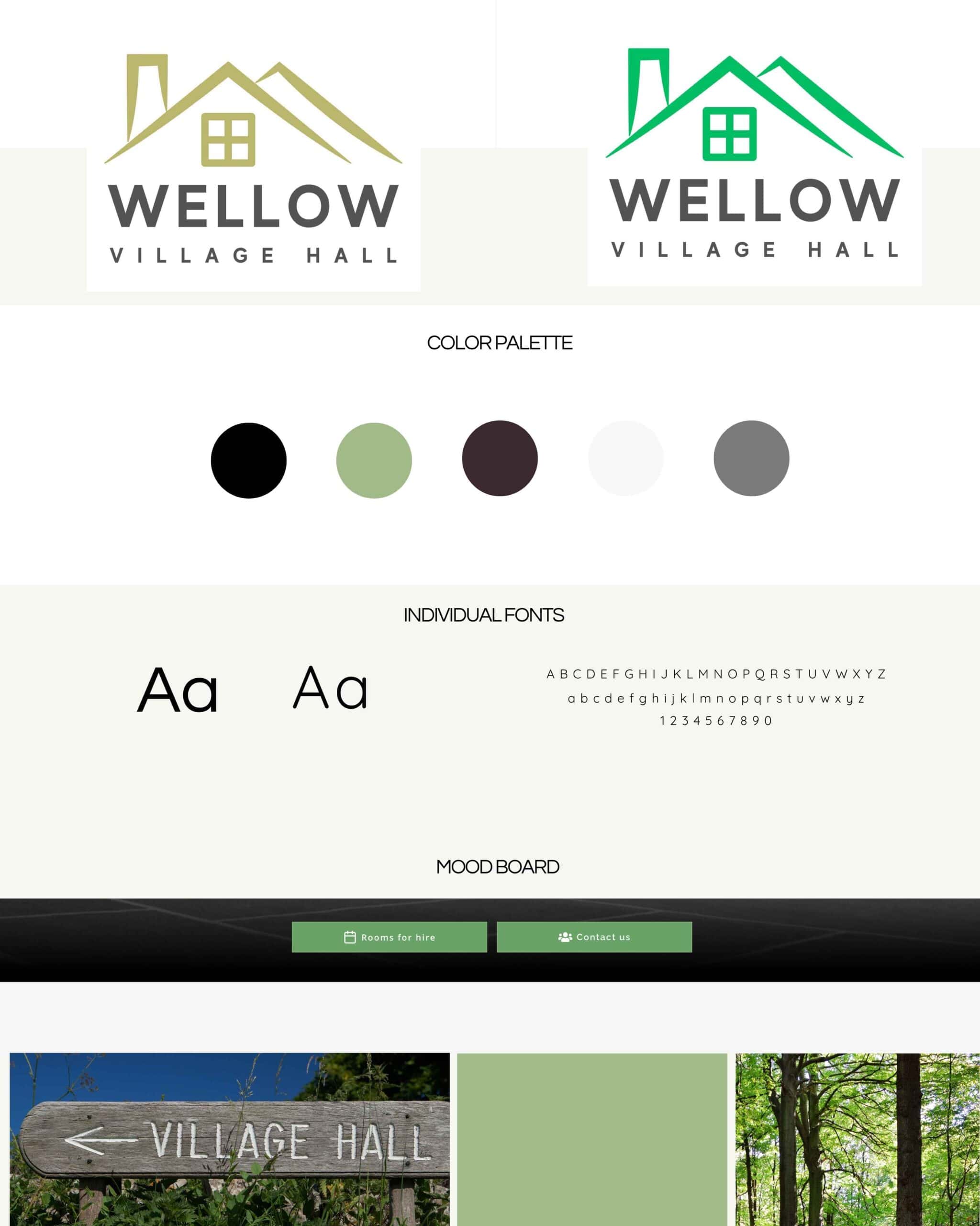 Website and branding design for Wellow Village Hall, Romsey Hampshire