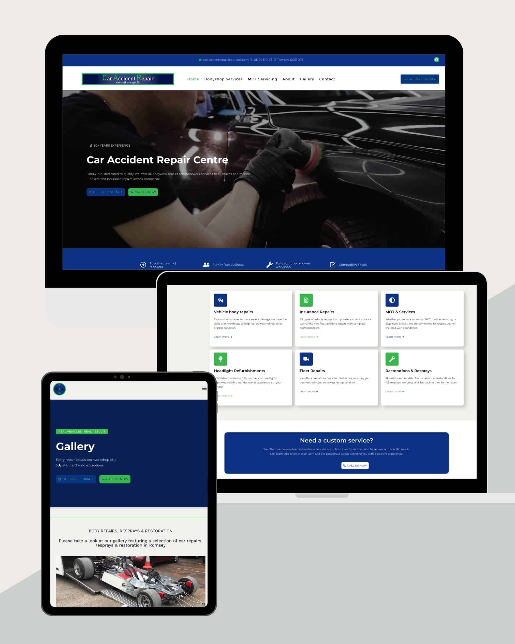 Car Accident repair website by Ninja Designs. Proving you can mix good design and functionality.